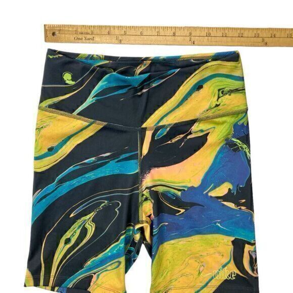 Nike Dri Fit Shorts Womens Small Black Blue Tight Fit Running Pull On Bike Short - Picture 9 of 12